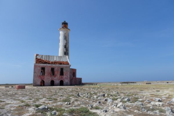 Light House on Klein Curacao Island! Unlike its look, we found it is actively working.