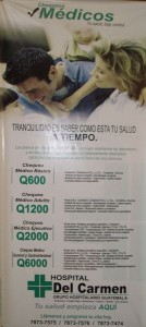 Health Screen Cost List in Guatemala: The exchange rate is 7.5Q (Guatemalan Quetzals) to US$1.