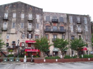Old Buildings by Riverfront Street, Savannah, Georgia, USA